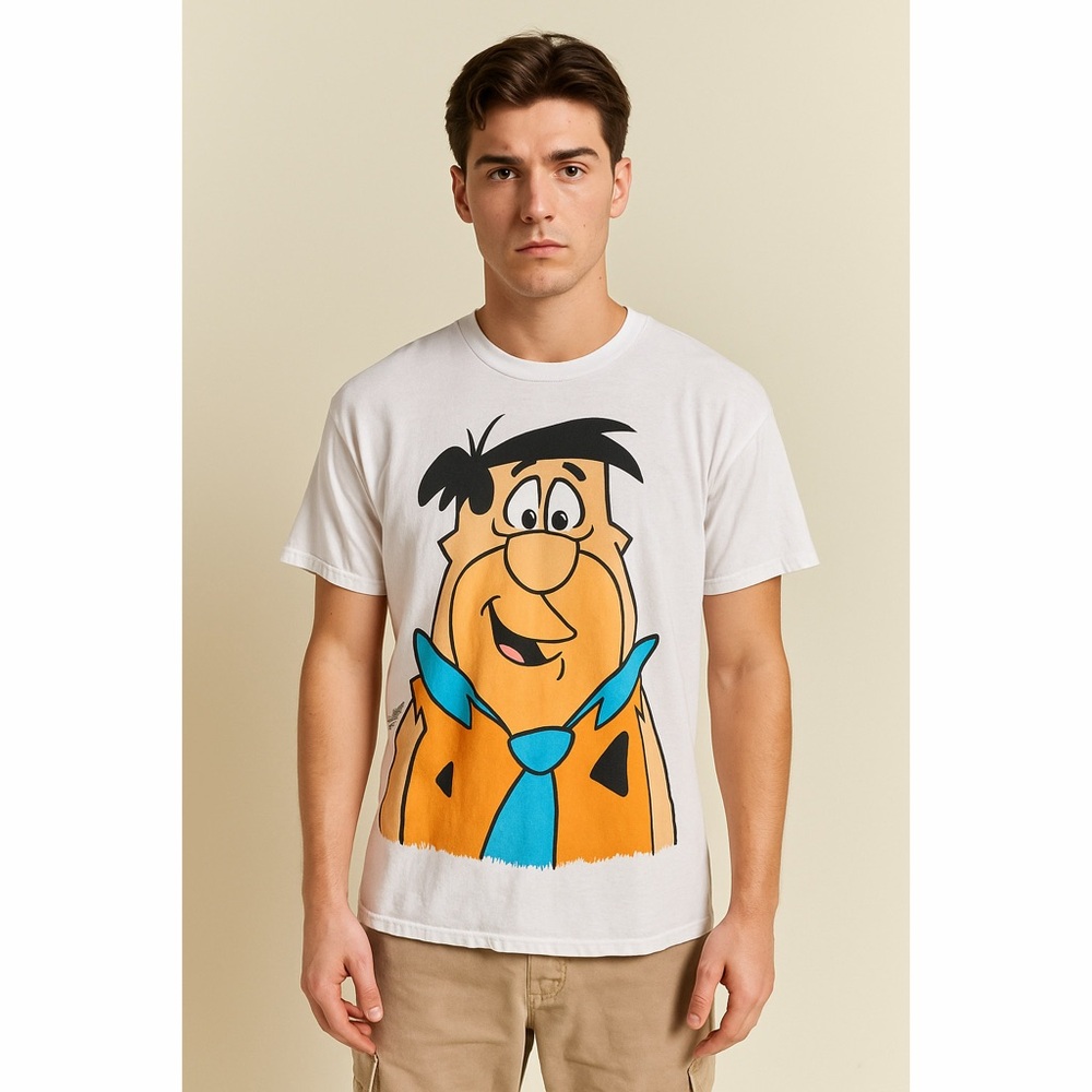 Tultex | VTG 90's Fred Flintstone Graphic Crewneck Unisex Tee Shirt